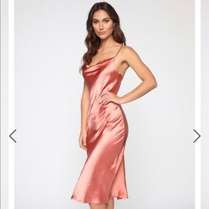 Fashion Nova Slip Midi Dress - Rust - Large